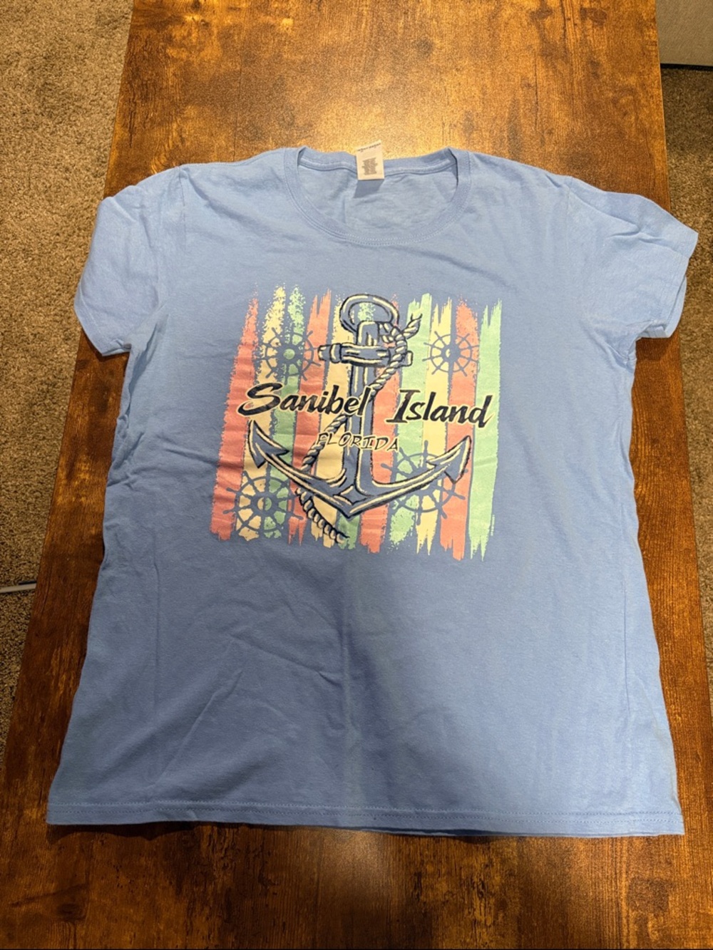 Periwinkle size large Sanibel Island FL Anchor Graphic T-Shirt